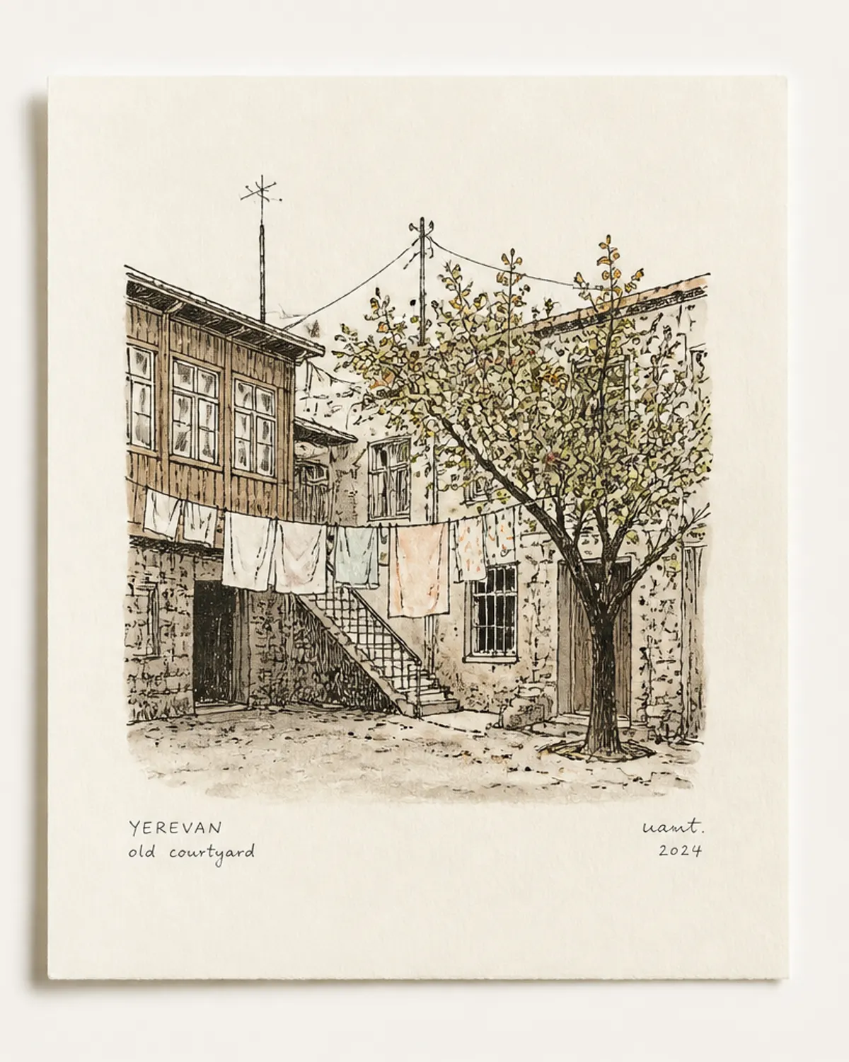 Old Yerevan Courtyard Sketch